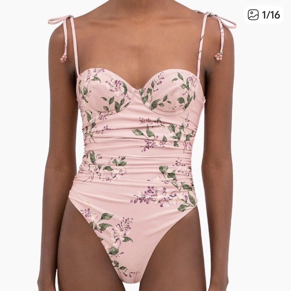 Agua By Agua Bendita Rabano Wisteria One-Piece Ruched Swimsuit